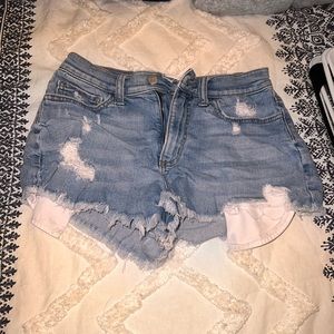 Distressed jean shorts